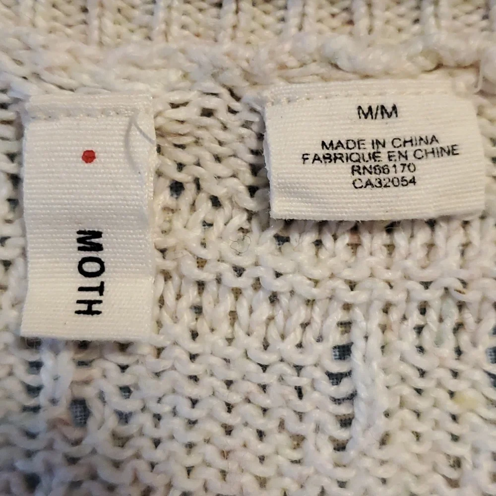 ANTHROPOLOGIE Moth Cotton Knit Fringe Trim Sweater